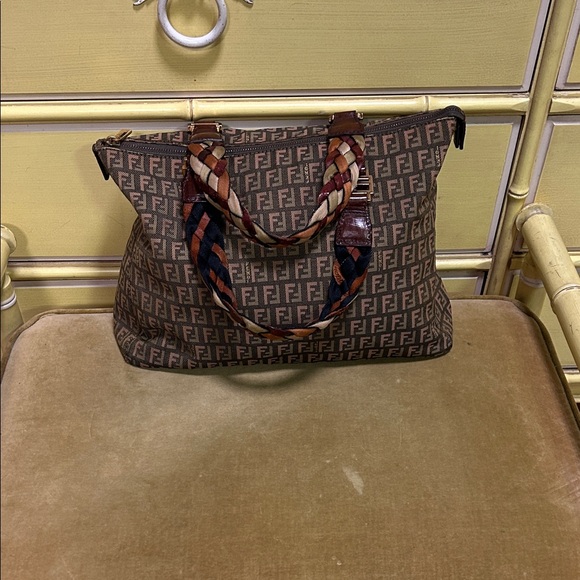 Fendi Brown and Tan Monogram hand bag - Picture 1 of 11